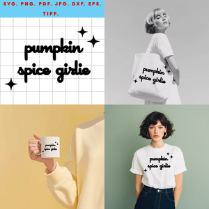 Pumpkin Spice Girlie  Őszi digitális design fájl ZIP ( SVG, PNG, PDF, JPG, DXF, EPS, TIFF ) Cric, Silhouette, szublimác, Művészet, Grafika & Illusztráció, Digitális, Fotó, grafika, rajz, illusztráció, MESKA