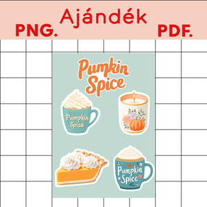 Őszi digitális csomag  Pumpkin Spice Life + Pumpkin Spice Girlie + rózsaszín és kék tök dizájn ZIP - művészet - grafika & illusztráció - digitális - Meska.hu