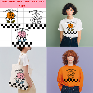 Őszi Pumpkin karakter  digitális design ZIP ( SVG, PNG, PDF, JPG, DXF, EPS, TIFF ) fekete és színes változatok - Meska.hu