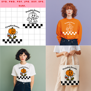 Őszi Pumpkin karakter  digitális design ZIP ( SVG, PNG, PDF, JPG, DXF, EPS, TIFF ) fekete és színes változatok - Meska.hu