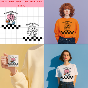 Őszi Pumpkin karakter  digitális design ZIP ( SVG, PNG, PDF, JPG, DXF, EPS, TIFF ) fekete és színes változatok - Meska.hu
