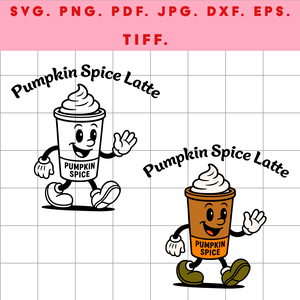 Pumpkin Spice Latte karakter  digitális design ZIP ( SVG, PNG, PDF, JPG, DXF, EPS, TIFF ) fekete és színes változat - művészet - grafika & illusztráció - digitális - Meska.hu