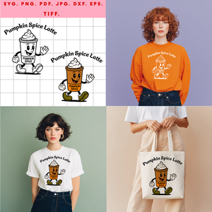 Pumpkin Spice Latte karakter  digitális design ZIP ( SVG, PNG, PDF, JPG, DXF, EPS, TIFF ) fekete és színes változat - Meska.hu
