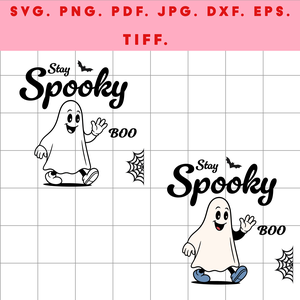 Stay Spooky szellem  digitális design ZIP ( SVG, PNG, PDF, JPG, DXF, EPS, TIFF ) fekete és színes változat - művészet - grafika & illusztráció - digitális - Meska.hu