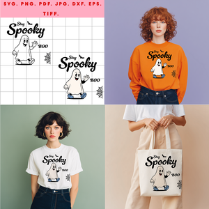 Stay Spooky szellem  digitális design ZIP ( SVG, PNG, PDF, JPG, DXF, EPS, TIFF ) fekete és színes változat - Meska.hu