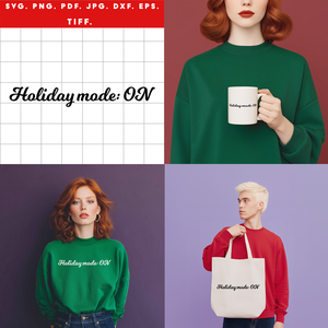 Holiday mode: ON  fekete retró karácsonyi digitális design ZIP / SVG, PNG, PDF, JPG, DXF, TIFF - Meska.hu