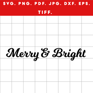 Merry and Bright  fekete retró karácsonyi digitális design ZIP / SVG, PNG, PDF, JPG, DXF, TIFF - művészet - grafika & illusztráció - digitális - Meska.hu