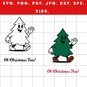 Oh Christmas Tree!  retro fenyőfa design színes és fekete változatban ZIP / SVG, PNG, PDF, JPG, DXF, TIFF - művészet - grafika & illusztráció - digitális - Meska.hu