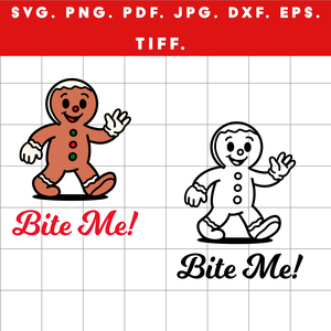 Mézi  Bite Me! retró mézeskalács figura design színes és fekete változatban ZIP / SVG, PNG, PDF, JPG, DXF, TIFF - művészet - grafika & illusztráció - digitális - Meska.hu