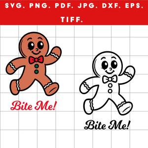 Mézi  Bite Me! retró mézeskalács figura design színes és fekete változatban ZIP / SVG, PNG, PDF, JPG, DXF, TIFF - művészet - grafika & illusztráció - digitális - Meska.hu
