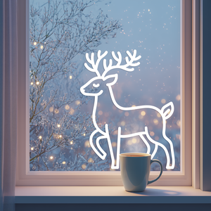 Fehér szarvas ablakmatrica  fehér öntapadós fóliából, több méretben - Meska.hu