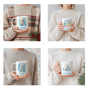 Névre szóló Jegesmedvés bögre  vízfesték hatású minta, 3 dl, Otthon & Életmód, Konyhafelszerelés, tálalás, Tálalás, Bögre & Csésze, Fotó, grafika, rajz, illusztráció, Decoupage, transzfer és szalvétatechnika, MESKA