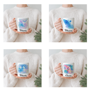 Névre szóló Angyalos bögre  vízfesték hatású karácsonyi minta, 3 dl, Otthon & Életmód, Konyhafelszerelés, tálalás, Tálalás, Bögre & Csésze, Fotó, grafika, rajz, illusztráció, Decoupage, transzfer és szalvétatechnika, MESKA