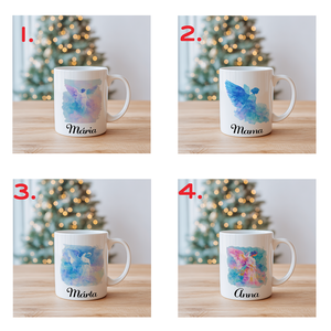 Névre szóló Angyalos bögre  vízfesték hatású karácsonyi minta, 3 dl - otthon & életmód - konyhafelszerelés, tálalás - tálalás - bögre & csésze - Meska.hu