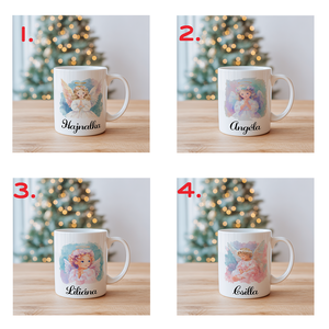 Névre szóló Kislány Angyalka bögre  vízfesték hatású karácsonyi minta, 3 dl - otthon & életmód - konyhafelszerelés, tálalás - tálalás - bögre & csésze - Meska.hu