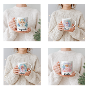 Névre szóló Kislány Angyalka bögre  vízfesték hatású karácsonyi minta, 3 dl, Otthon & Életmód, Konyhafelszerelés, tálalás, Tálalás, Bögre & Csésze, Fotó, grafika, rajz, illusztráció, Decoupage, transzfer és szalvétatechnika, MESKA