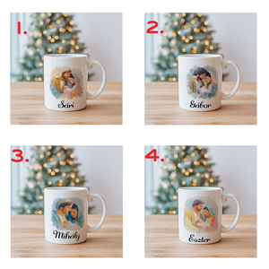 Névre szóló József, Mária és a kis Jézus bögre � 4 minta közül választható - otthon & életmód - konyhafelszerelés, tálalás - tálalás - bögre & csésze - Meska.hu