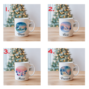 Névre szóló Házikó télen bögre  4 minta közül választható - otthon & életmód - konyhafelszerelés, tálalás - tálalás - bögre & csésze - Meska.hu