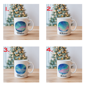 Névre szóló Téli csillagos égbolt sarki fénnyel bögre  4 minta közül választható - otthon & életmód - konyhafelszerelés, tálalás - tálalás - bögre & csésze - Meska.hu