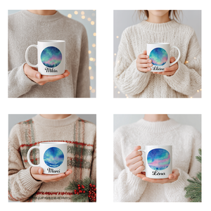 Névre szóló Téli csillagos égbolt sarki fénnyel bögre  4 minta közül választható - Meska.hu