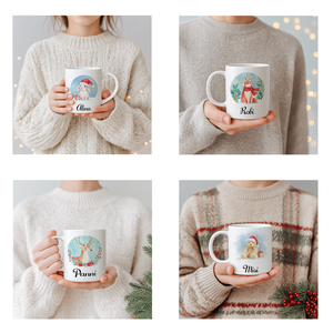 Névre szóló télikarácsonyi állatos bögre  4 minta közül választható, Otthon & Életmód, Konyhafelszerelés, tálalás, Tálalás, Bögre & Csésze, Fotó, grafika, rajz, illusztráció, Decoupage, transzfer és szalvétatechnika, MESKA