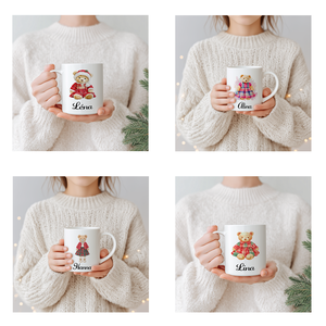 Névre szóló Lány Teddy maci bögre 4 minta közül lehet választani., Otthon & Életmód, Konyhafelszerelés, tálalás, Tálalás, Bögre & Csésze, Fotó, grafika, rajz, illusztráció, Decoupage, transzfer és szalvétatechnika, MESKA