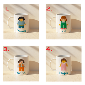 Névre szóló Lány LEGO figura bögre  4 minta közül választható - otthon & életmód - konyhafelszerelés, tálalás - tálalás - bögre & csésze - Meska.hu