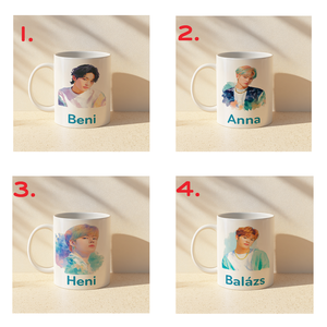 Névre szóló Pastel K-Pop Boy  Akvarell bögre  4 minta közül választható - otthon & életmód - konyhafelszerelés, tálalás - tálalás - bögre & csésze - Meska.hu