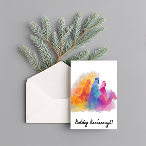 Karácsonyi kinyitható képeslap borítékkal  Három királyok mintával - Meska.hu