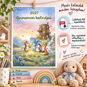 Cinnamon Kisegér Varázslatos Kalandjai 2027 � A4 Nyomtatott Falinaptár Mesékkel (+Opcionális Binder Csipesz) - otthon & életmód - dekoráció - fali és függő dekoráció - falinaptár & öröknaptár - Meska.hu