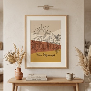 Új Kezdetek (New Beginnings) � Boho lakásavató falikép (Digitális PDF és Nyomtatott) - művészet - grafika & illusztráció - művészi nyomat - Meska.hu
