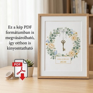 Személyre szabott kulcsos lakásavató koszorú � Névre szóló új otthon falikép (Digitális PDF és Nyomtatott) - művészet - grafika & illusztráció - művészi nyomat - Meska.hu
