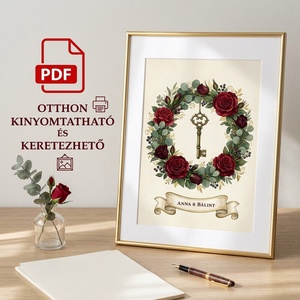 Személyre szabott kulcsos lakásavató koszorú � Névre szóló új otthon falikép (Digitális PDF és Nyomtatott) - művészet - grafika & illusztráció - művészi nyomat - Meska.hu