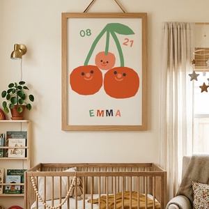 Cseresznyés egyedi falikép gyerekszobába - baba - mama - babaszoba dekoráció - babaposzter - Meska.hu