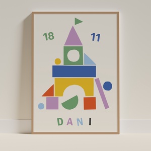 Építőkockás egyedi falikép gyerekszobába, Baba - mama, Babaszoba dekoráció, Babaposzter, Fotó, grafika, rajz, illusztráció, MESKA