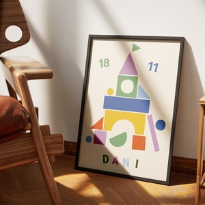 Építőkockás egyedi falikép gyerekszobába - baba - mama - babaszoba dekoráció - babaposzter - Meska.hu