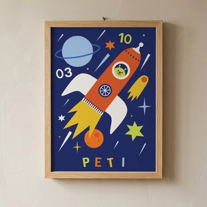 Űrhajós egyedi falikép gyerekszobába, Baba - mama, Babaszoba dekoráció, Baba névtábla, Fotó, grafika, rajz, illusztráció, MESKA