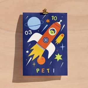 Űrhajós egyedi falikép gyerekszobába - baba - mama - babaszoba dekoráció - baba névtábla - Meska.hu