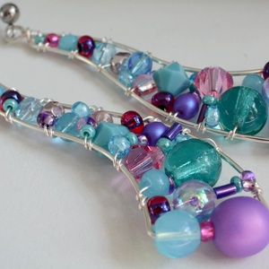 Fülbevaló Ívvarázs - szürkéskék, lila, Ékszer, Fülbevaló, Lógó fülbevaló, Ékszerkészítés, MESKA