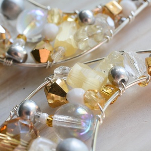 Fülbevaló Ívvarázs - Fehér, Ezüst, Arany - ékszer - fülbevaló - lógó fülbevaló - Meska.hu