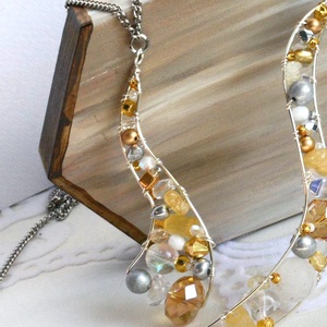 Lánc Ívvarázs - Hosszú - Fehér, Ezüst, Arany, Ékszer, Nyaklánc, Hosszú nyaklánc, Ékszerkészítés, MESKA