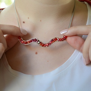 Lánc Minikincsek - Wave Piros - ékszer - nyaklánc - statement nyaklánc - Meska.hu