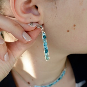 Fülbevaló Minikincsek - Line Világoskék - ékszer - fülbevaló - lógó fülbevaló - Meska.hu