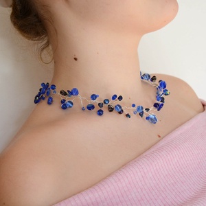 Lánc Pillefürt - Kristály-Rózsaszín, Esküvői - nikkelmentes - ékszer - nyaklánc - statement nyaklánc - Meska.hu