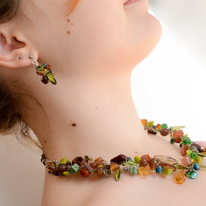 Fülbevaló Káprázat - Ősz - Barna, Zöld - ékszer - fülbevaló - lógó csepp fülbevaló - Meska.hu