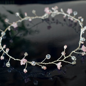 Lánc Pillefürt - Kristály-Rózsaszín, Esküvői - nikkelmentes - Meska.hu