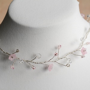 Lánc Pillefürt - Kristály-Rózsaszín, Esküvői - nikkelmentes - ékszer - nyaklánc - statement nyaklánc - Meska.hu