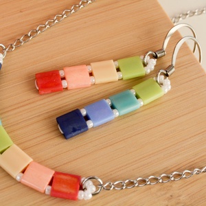 PiciPixel fülbevaló  Szivárvány - ékszer - fülbevaló - lógó fülbevaló - Meska.hu