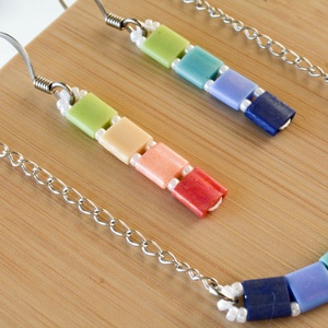 PiciPixel fülbevaló  Szivárvány, Ékszer, Fülbevaló, Lógó fülbevaló, Ékszerkészítés, MESKA