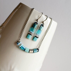 PiciPixel nyaklánc türkiz  minimalista geometrikus ékszer (41 cm), Ékszer, Nyaklánc, Medál nélküli nyaklánc, Ékszerkészítés, MESKA